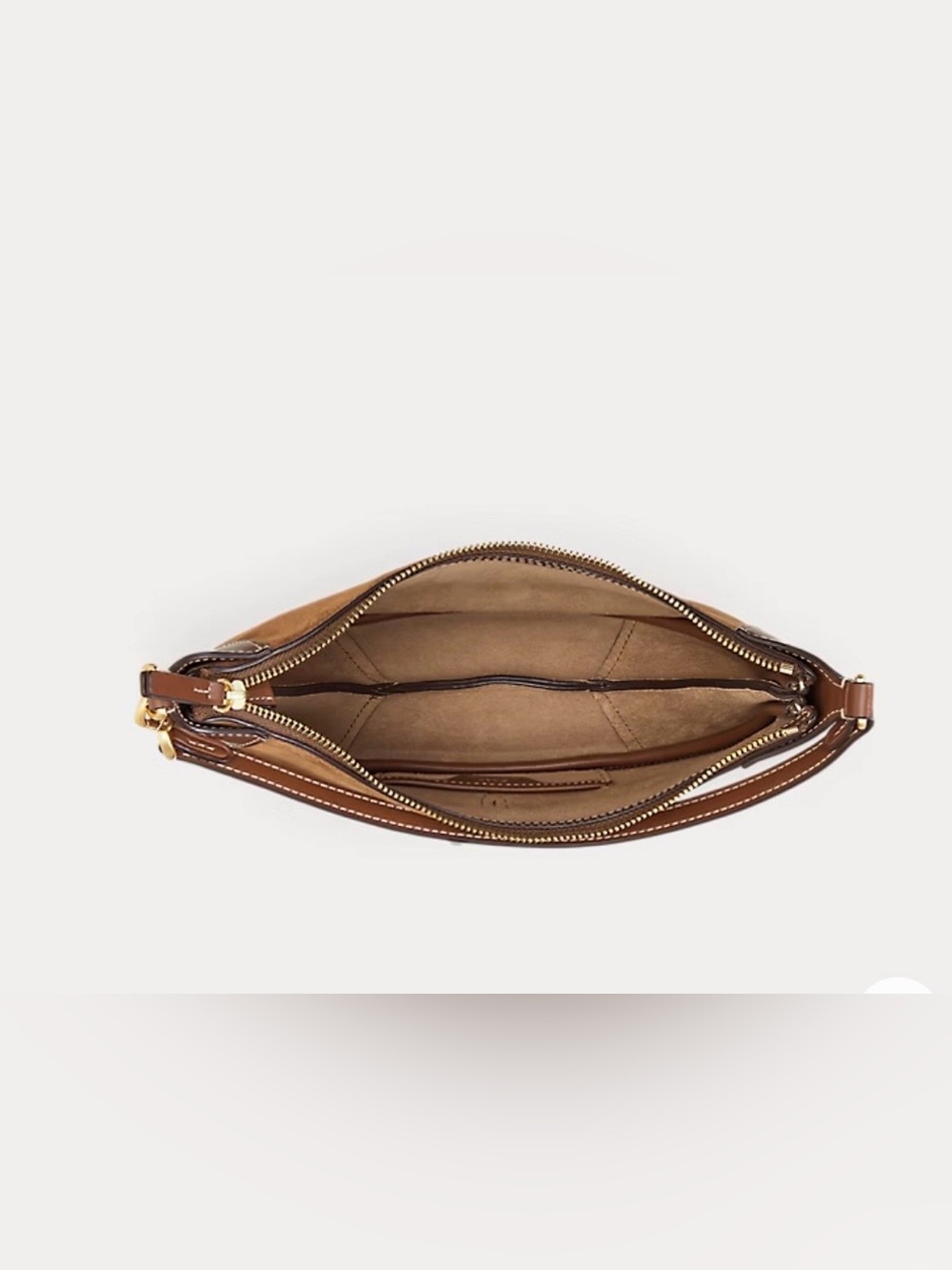 Ralph Lauren Brown Suede Mini Crescent Shoulder Bag with Gold Hardware - Picture 4 of 6